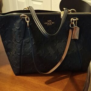 Coach Black Tote with Brown Straps